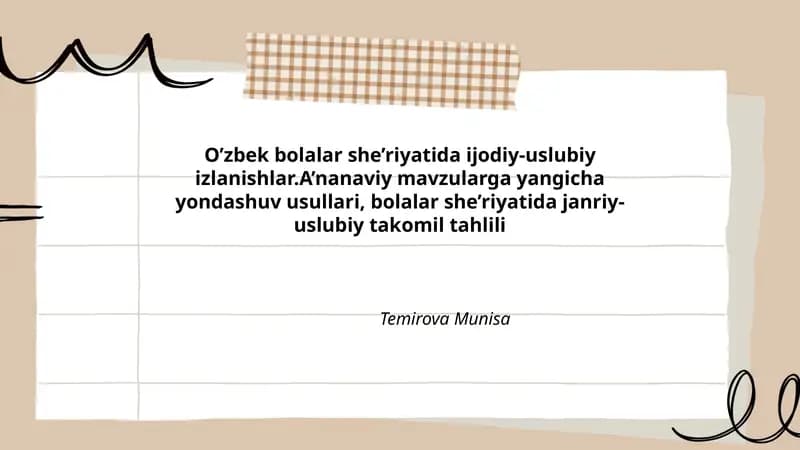 O’zbek bolalar she’riyatida ijodiy-uslubiy izlanishlar
