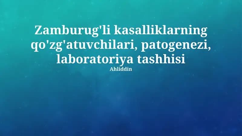 Zambarli kasalliklarning laboratoriya tashhisi