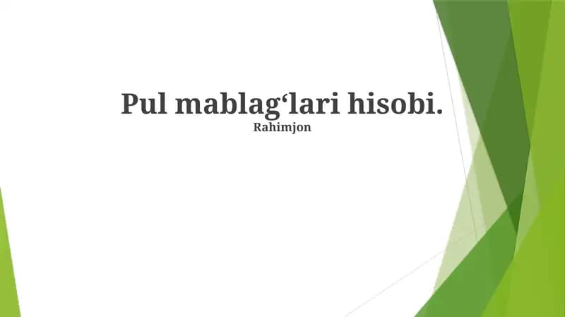 Naqd Pul Oqimlari