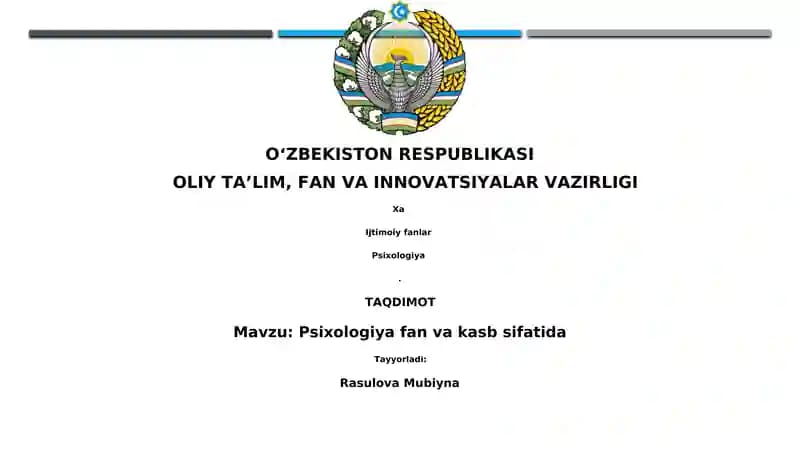 Psixologiya fan va kasb sifatida