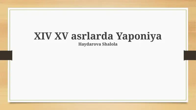 XIV XV asrlarda Yaponiya
