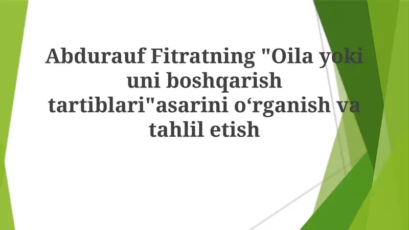 Oila Yoki Uni Boshqarish Tartiblari