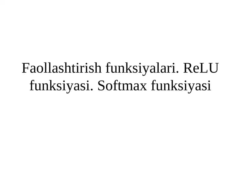 Faollashtirish funksiyalari
