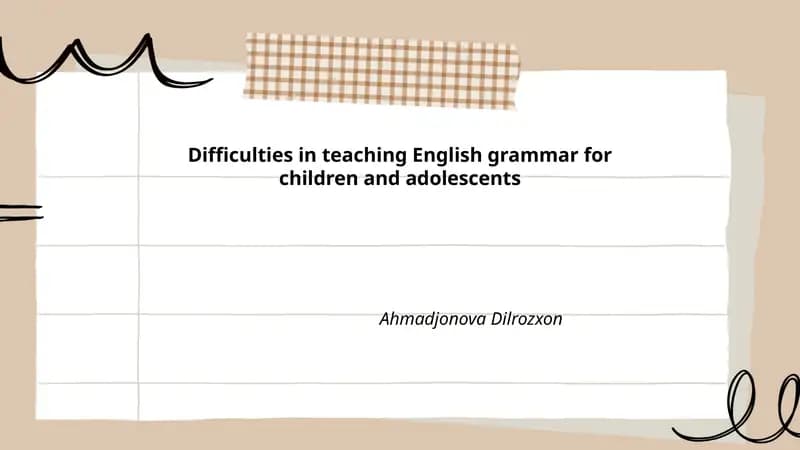 Difficulties in teaching English grammar for children and adolescents