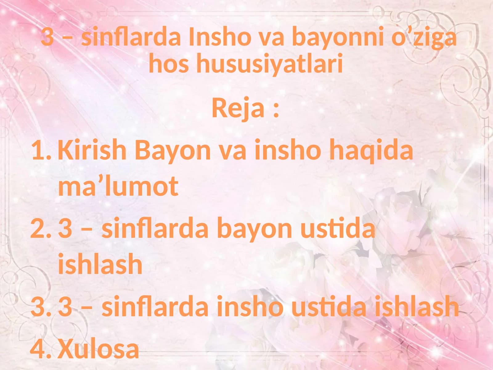 Insho va bayonni o’ziga hosh usuli sifatlari