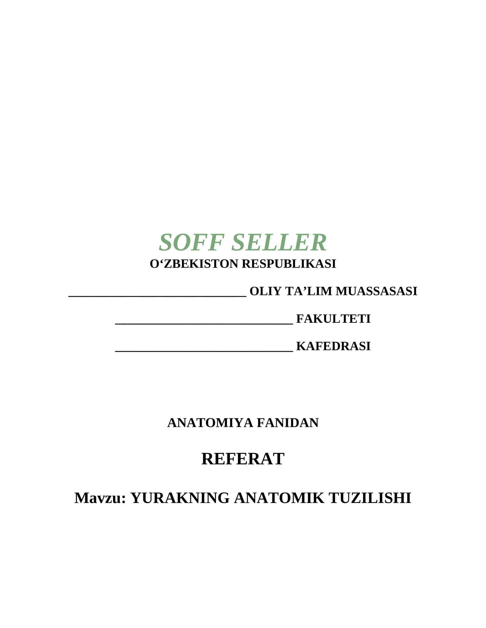 YURAKNING ANATOMIK TUZILISHI
