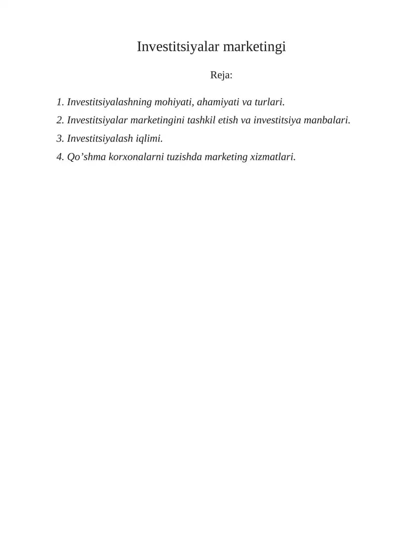 Investitsiyalar marketingi
