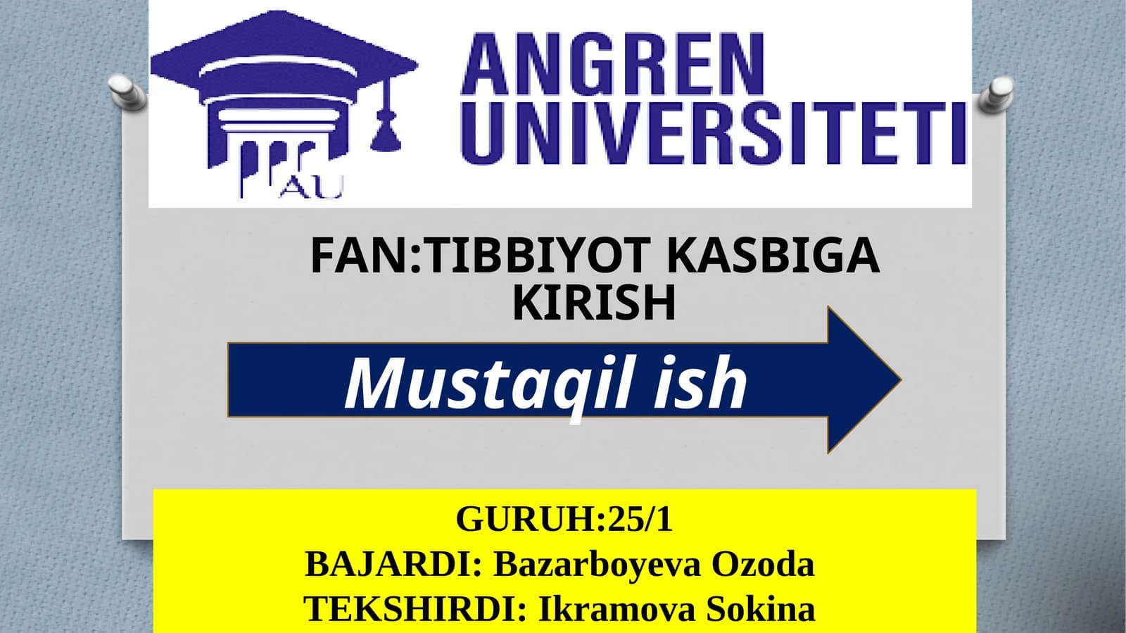 FAN:TIBBIYOT KASBIGAKIRISH