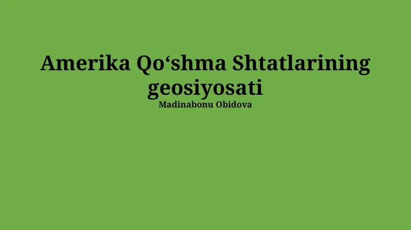 Amerika Qoʻshma Shtatlarining geosiyosati