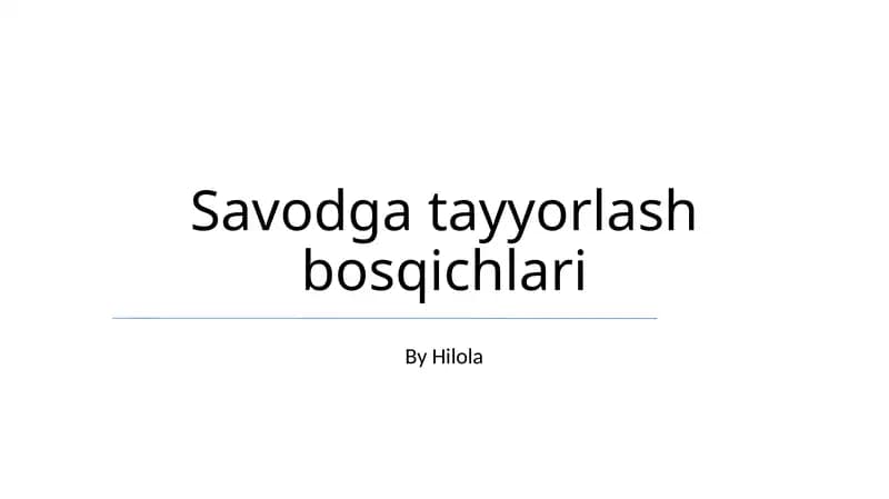 Savodga tayyorlash bosqichlari