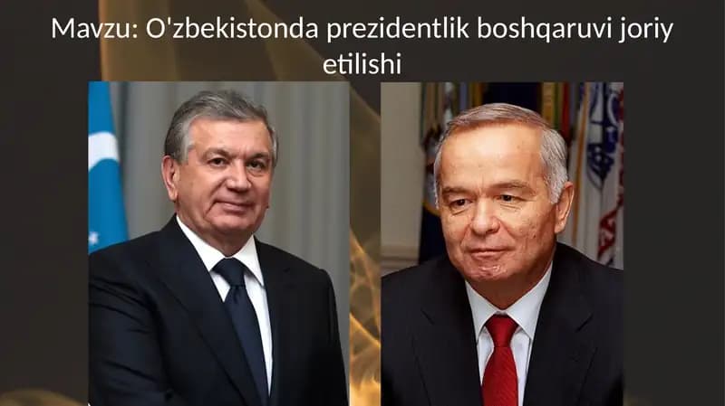 O'zbekistonda prezidentlik boshqaruvi joriy etilishi