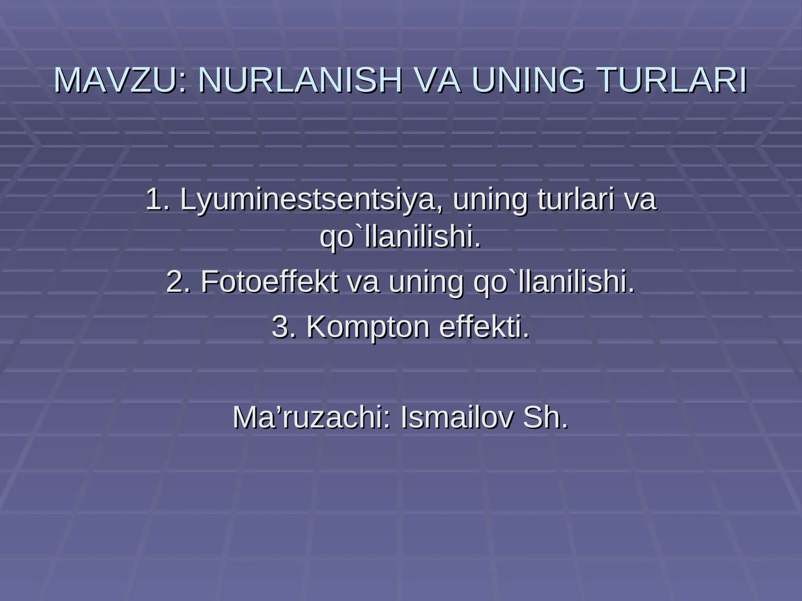 NURLANISHVA UNING TURLARI