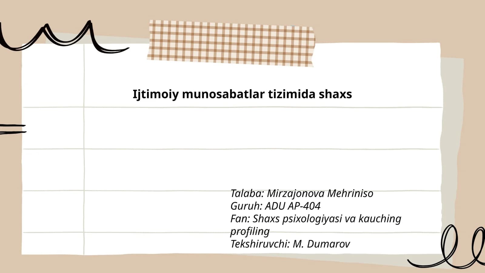 Shaxs psixologiyasi va kauching profiling