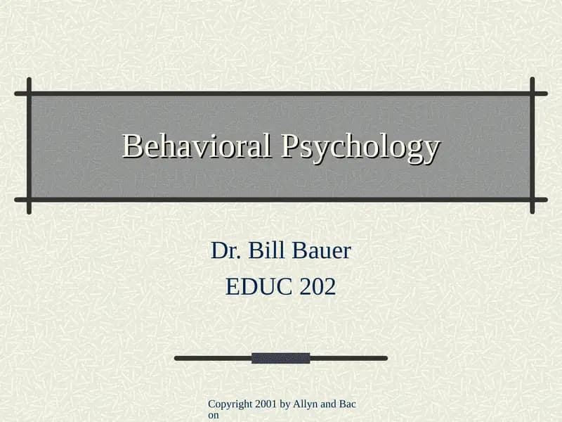 Behavioral Psychology