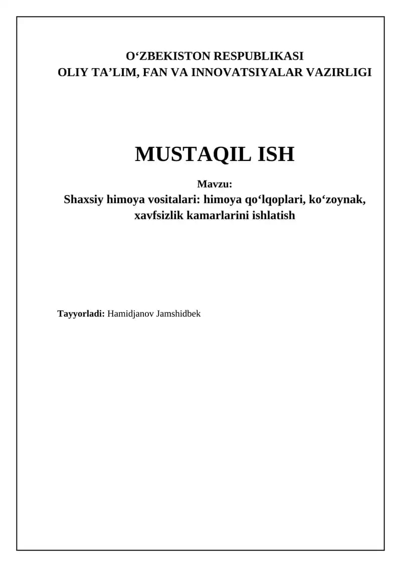 Shaxsiy himoya vositalari