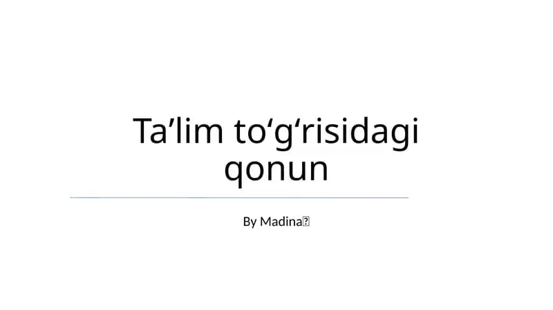Taʼlim toʻgʻrisidagi qonun