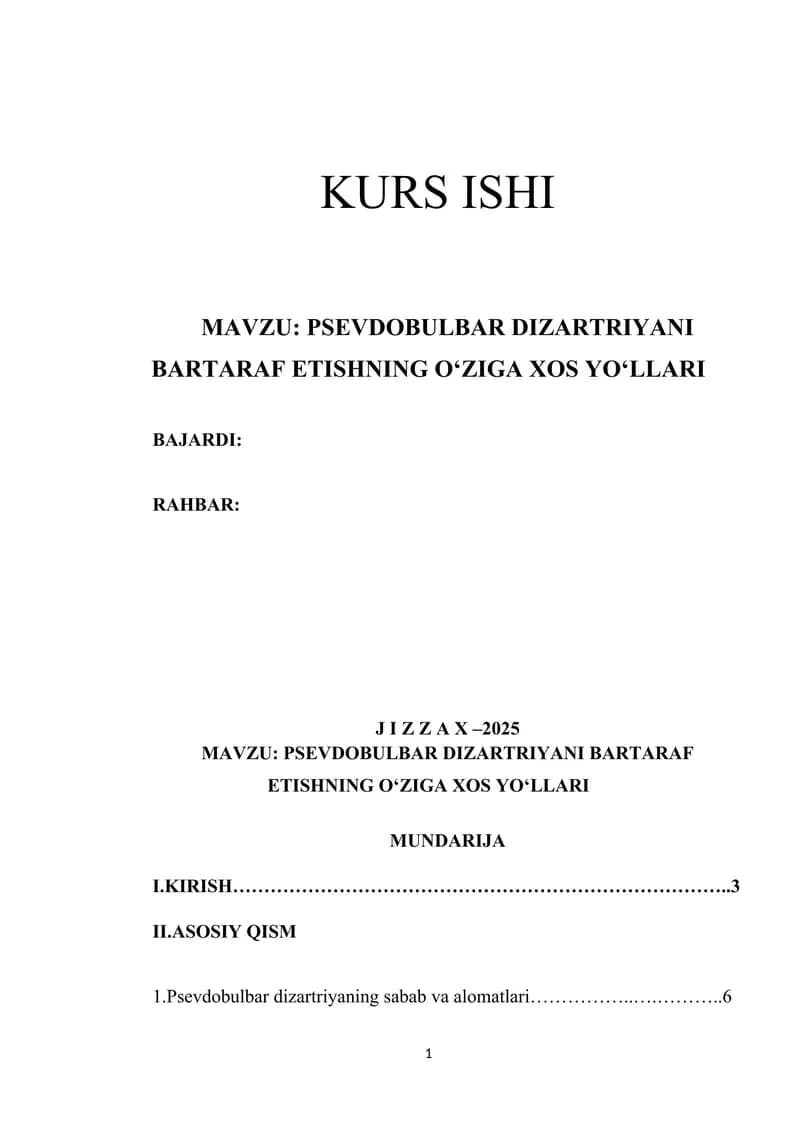 PSEVDOBULBAR DIZARTRIYANI BARTARAF ETISHNING O‘ZIGA XOS YO‘LLARI