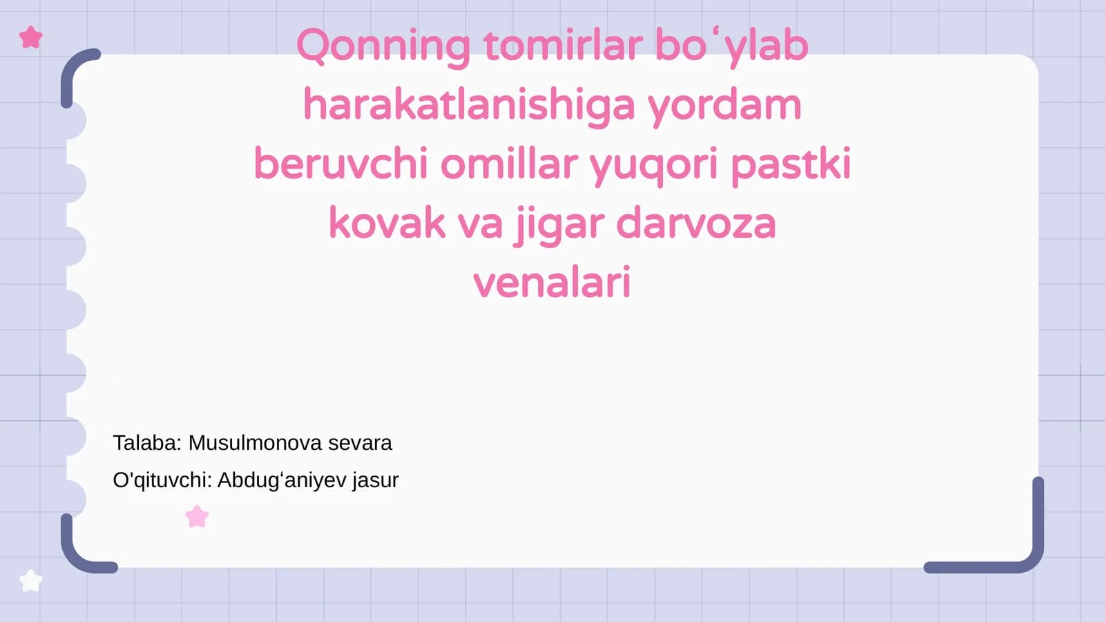 Qonning tomirlar boʻylab harakatlanishi