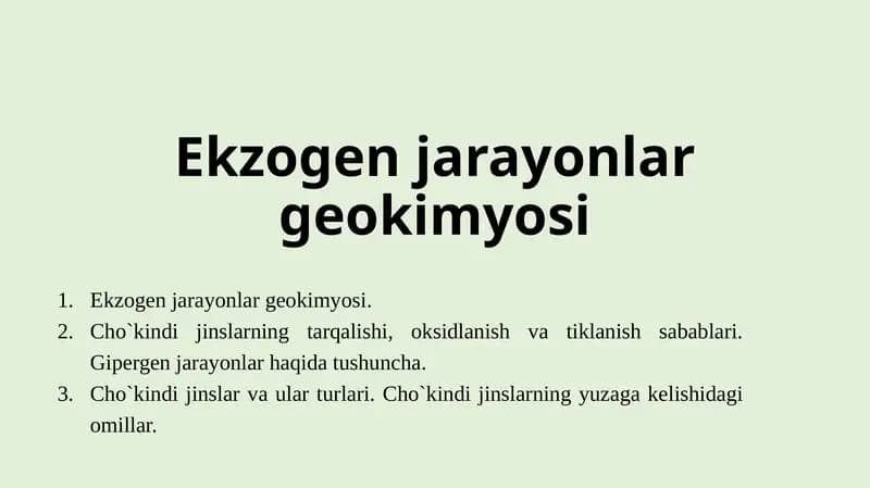 Ekzogеn jarayonlar gеokimyosi
