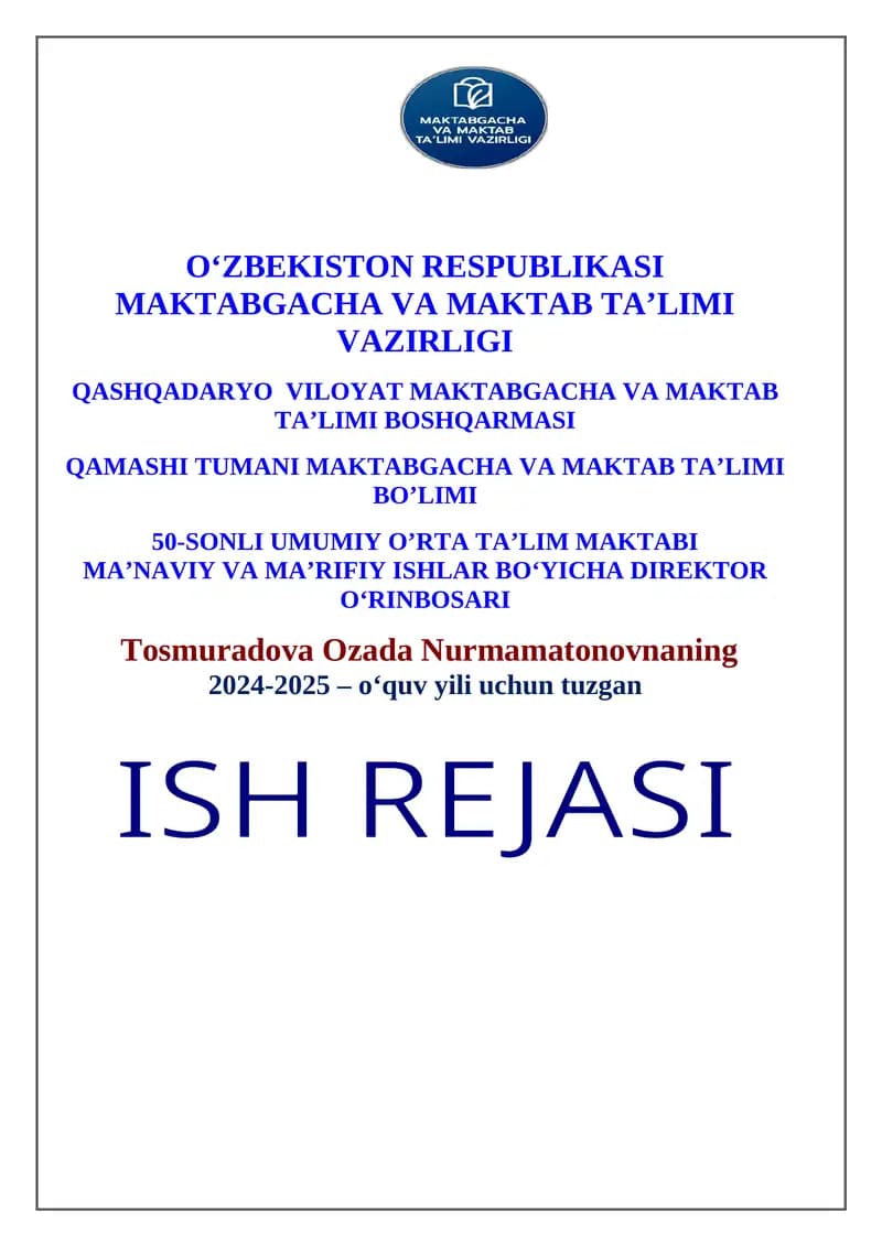 MA'NAVIY VA MA'RIFIY ISHLAR