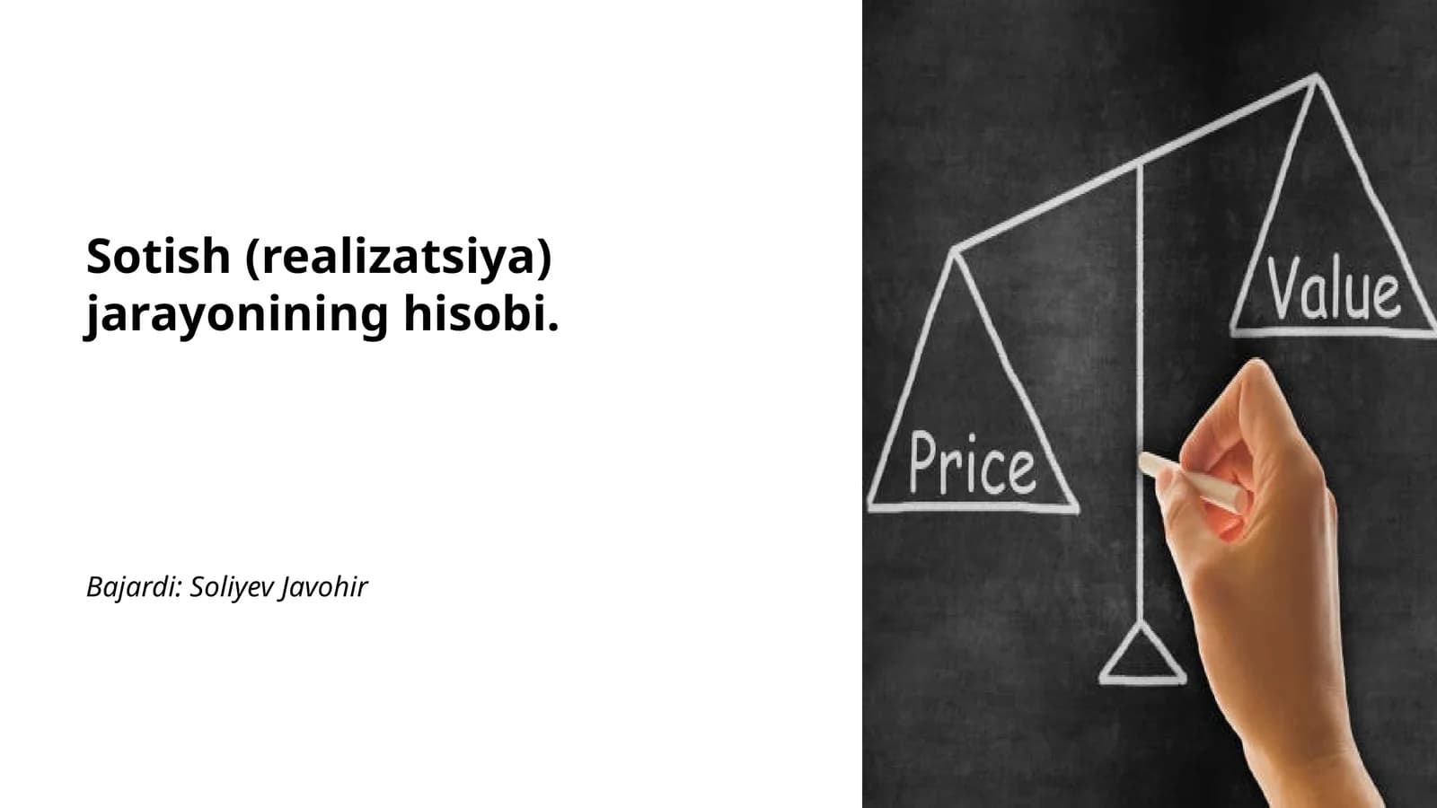 Sotish (realizatsiya) jarayonining hisobi