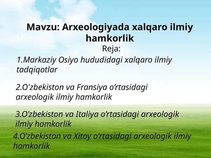 Arxeologiyadaxalqaroilmiyhamkorlik