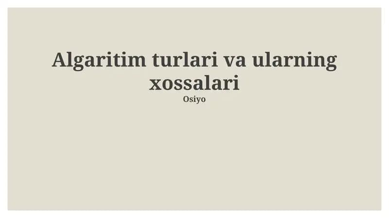 Algoritmlar turlari