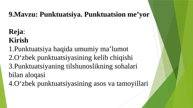 Punktuatsiya. Punktuatsion me’yor