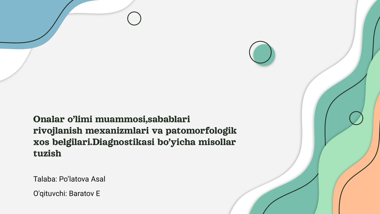 Onalar o’limi muammosi