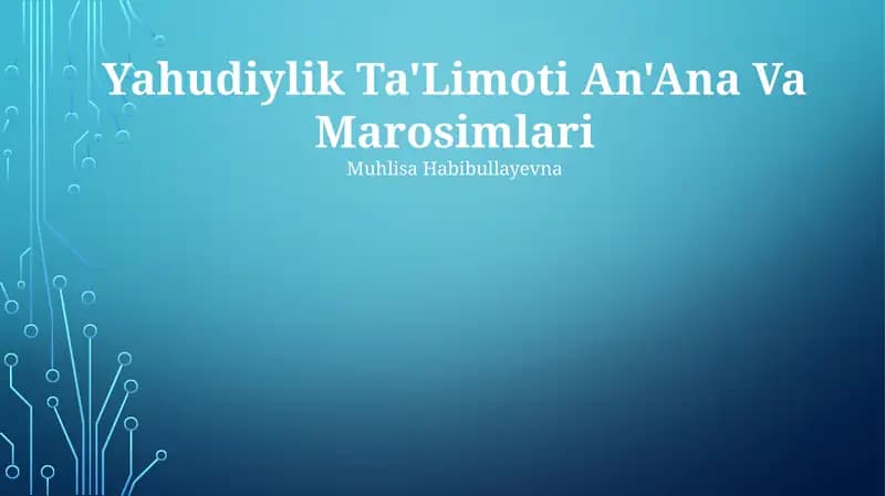 Yahudiylik Ta'Limoti An'Ana Va Marosimlari