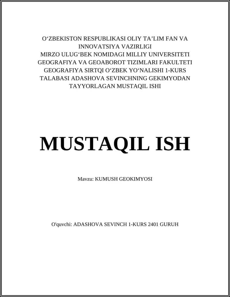 KUMUSH GEOKIMYOSI