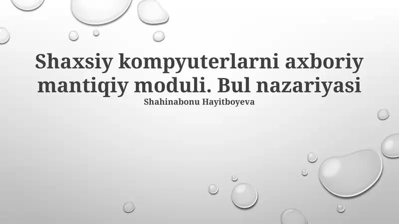 Shaxsiy kompyuterlarni axboriy mantiqiy moduli