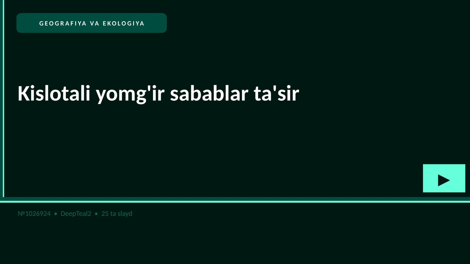 GEOGRAFIYA VA EKOLOGIYA