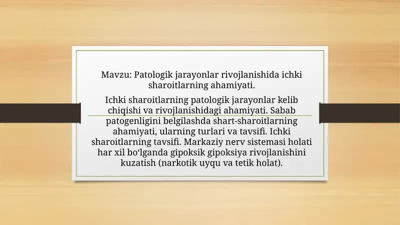 Patologik jarayonlar rivojlanishi