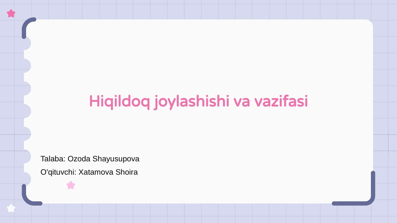 Hiqildoq joylashishi va vazifasi