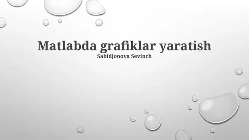 Grafiklar yaratish Matlabda