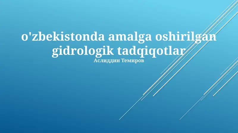 Gidrologik tadqiqotlar