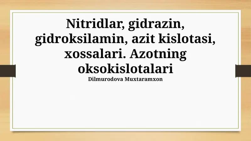 Azotning oksokislotalari