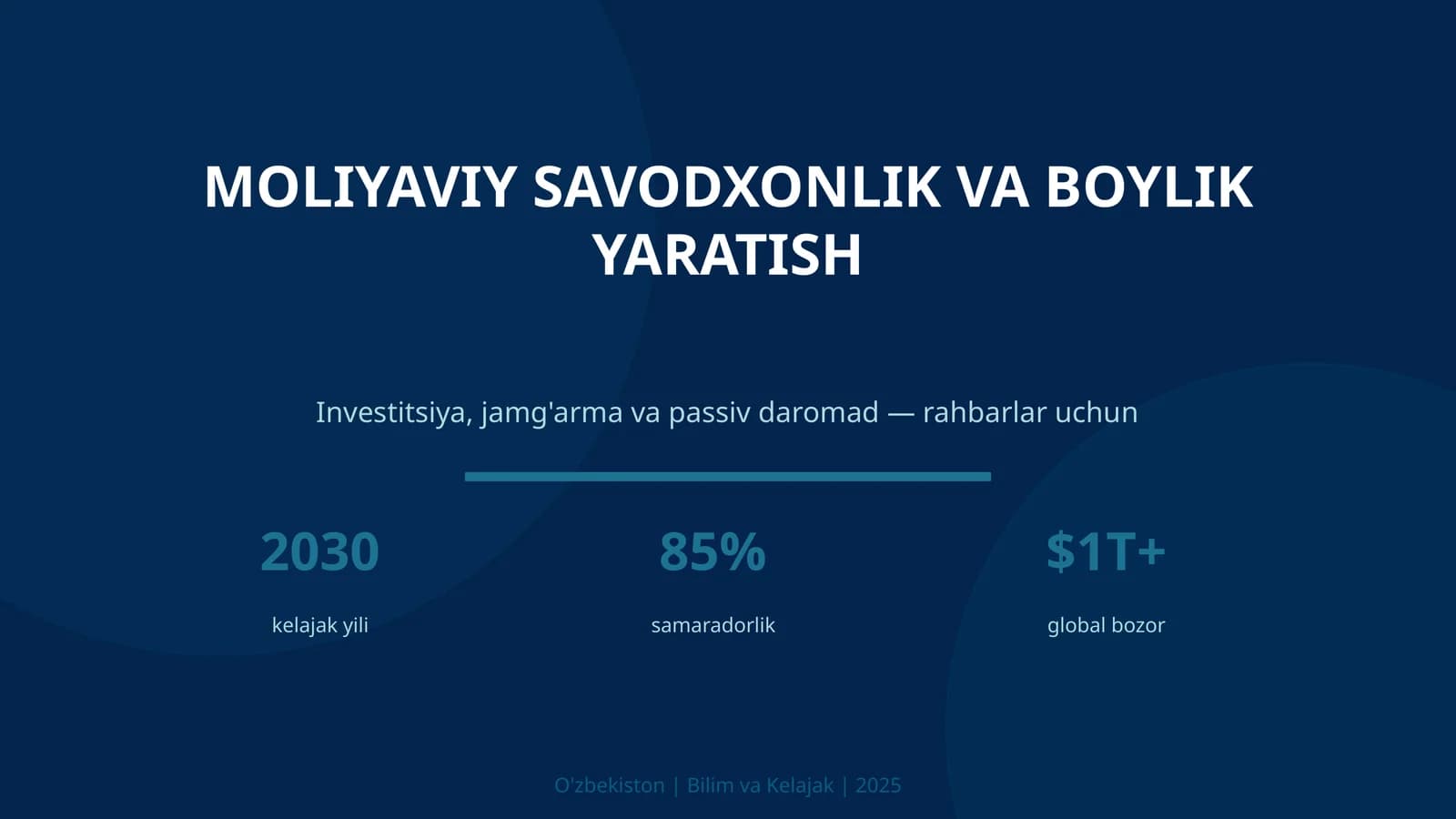 Moliyaviy savodxonlik va boylik yaratish