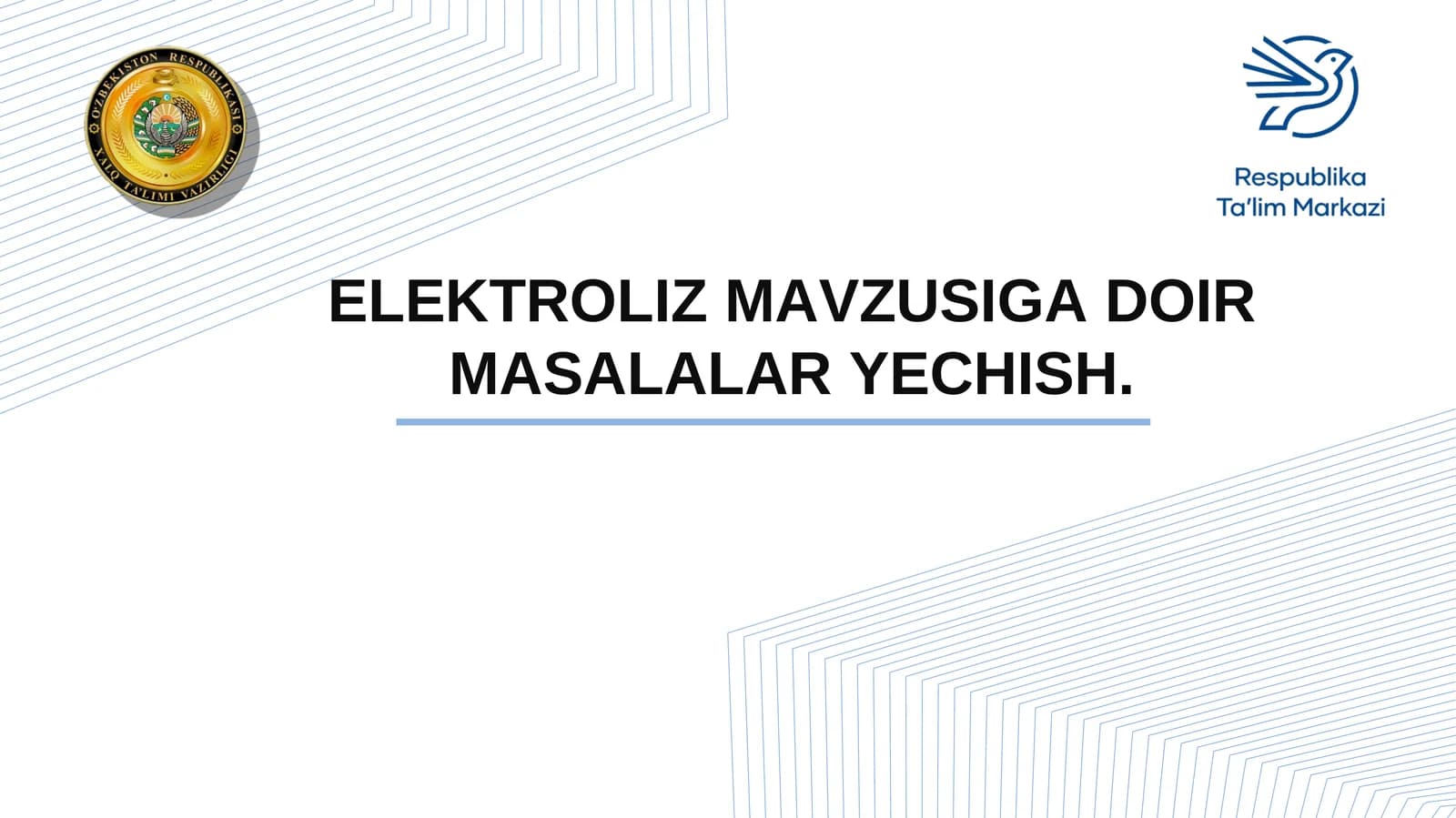 Elektroliz mavzusiga doir masalalar yechish