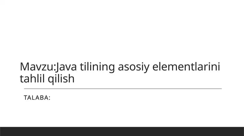 Javatiliningasosiyelementlarinitahlilqilish