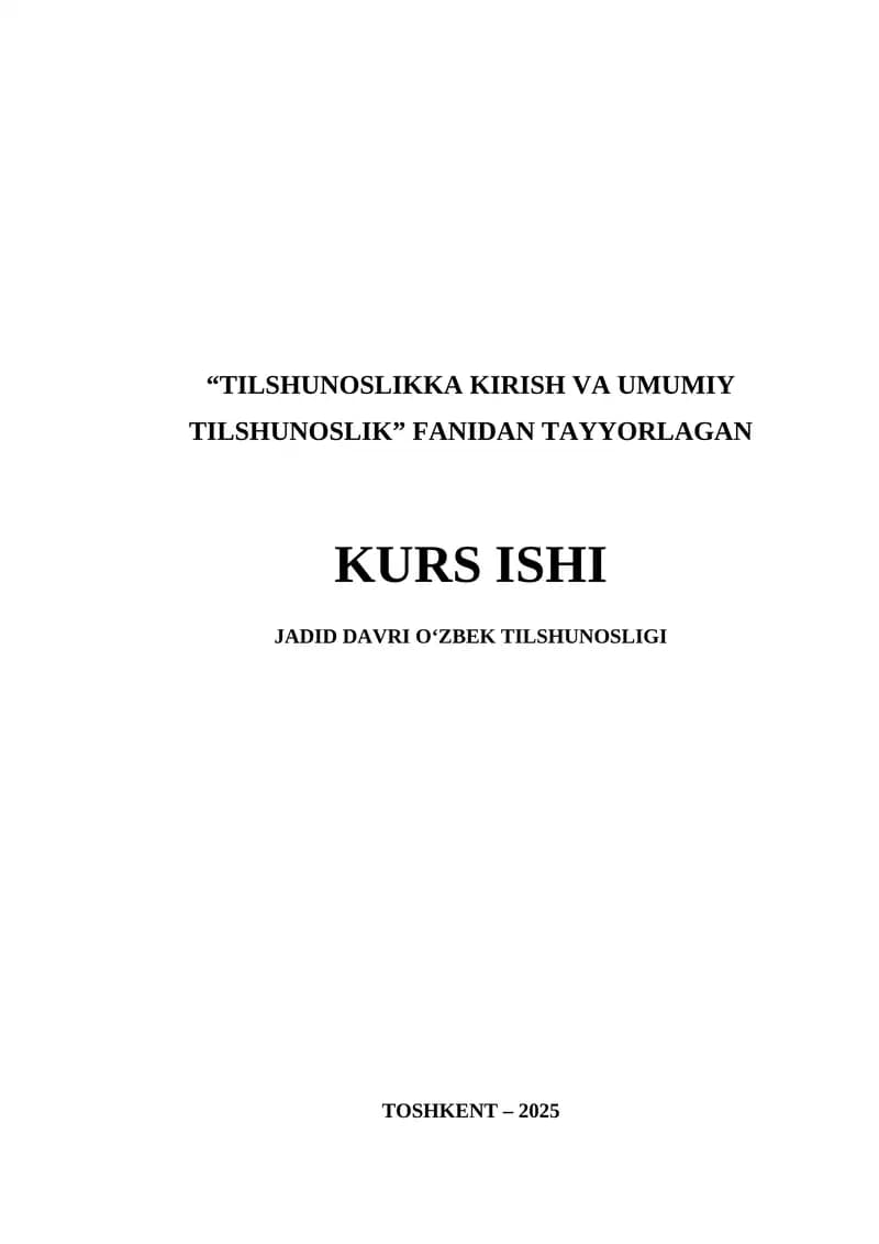 JADID DAVRI O‘ZBEK TILSHUNOSLIGI