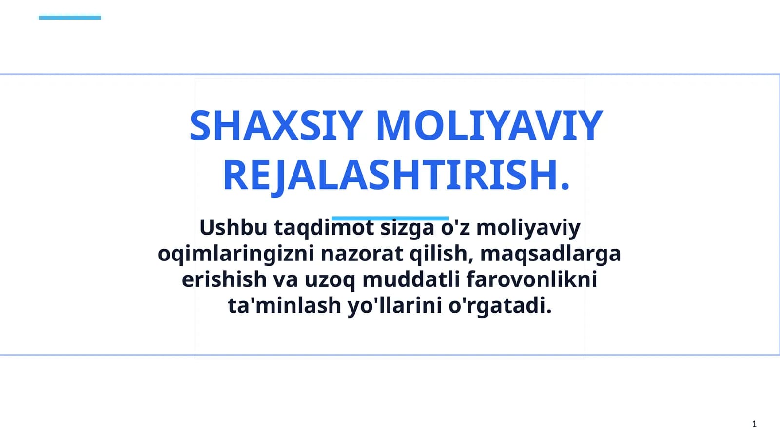 Shaxsiy moliyaviy rejalashtirish
