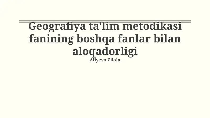 Geografiya ta'lim metodikasi