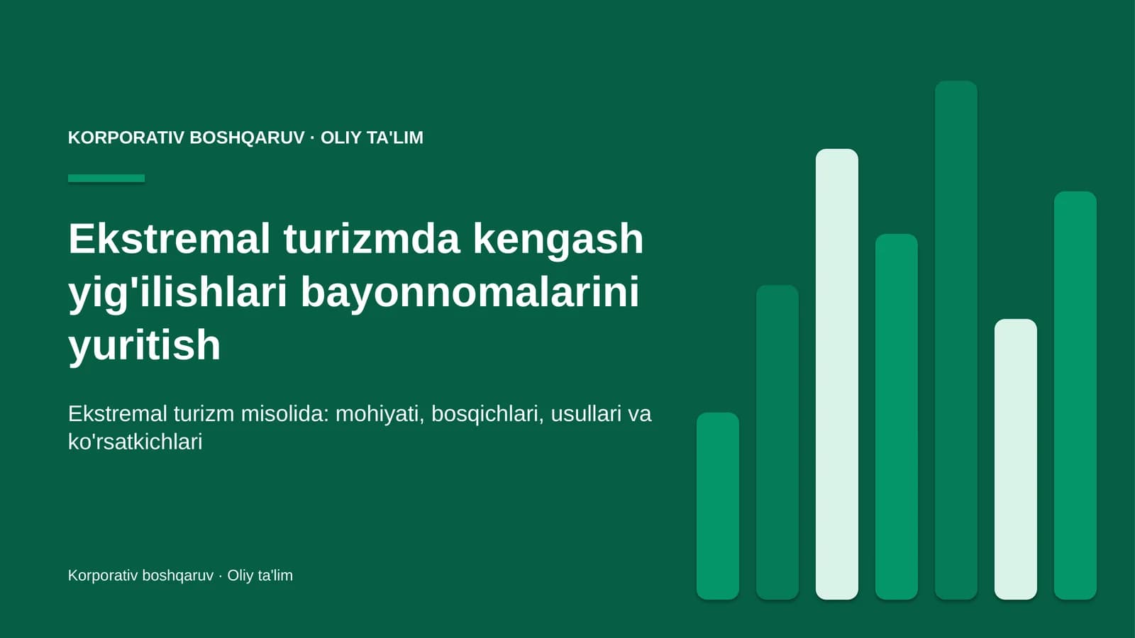 Ekstremal turizmda kengash yig'ilishlari bayonnomalarini yuritish