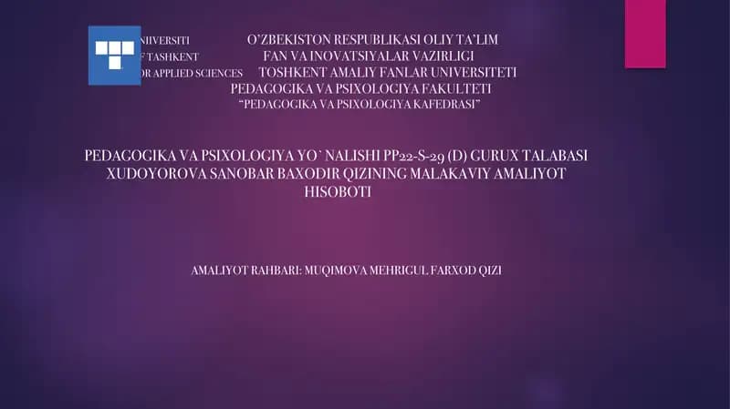 "Maqsadlarga intilish" psixologik-pedagogik diagnostik metodikasi