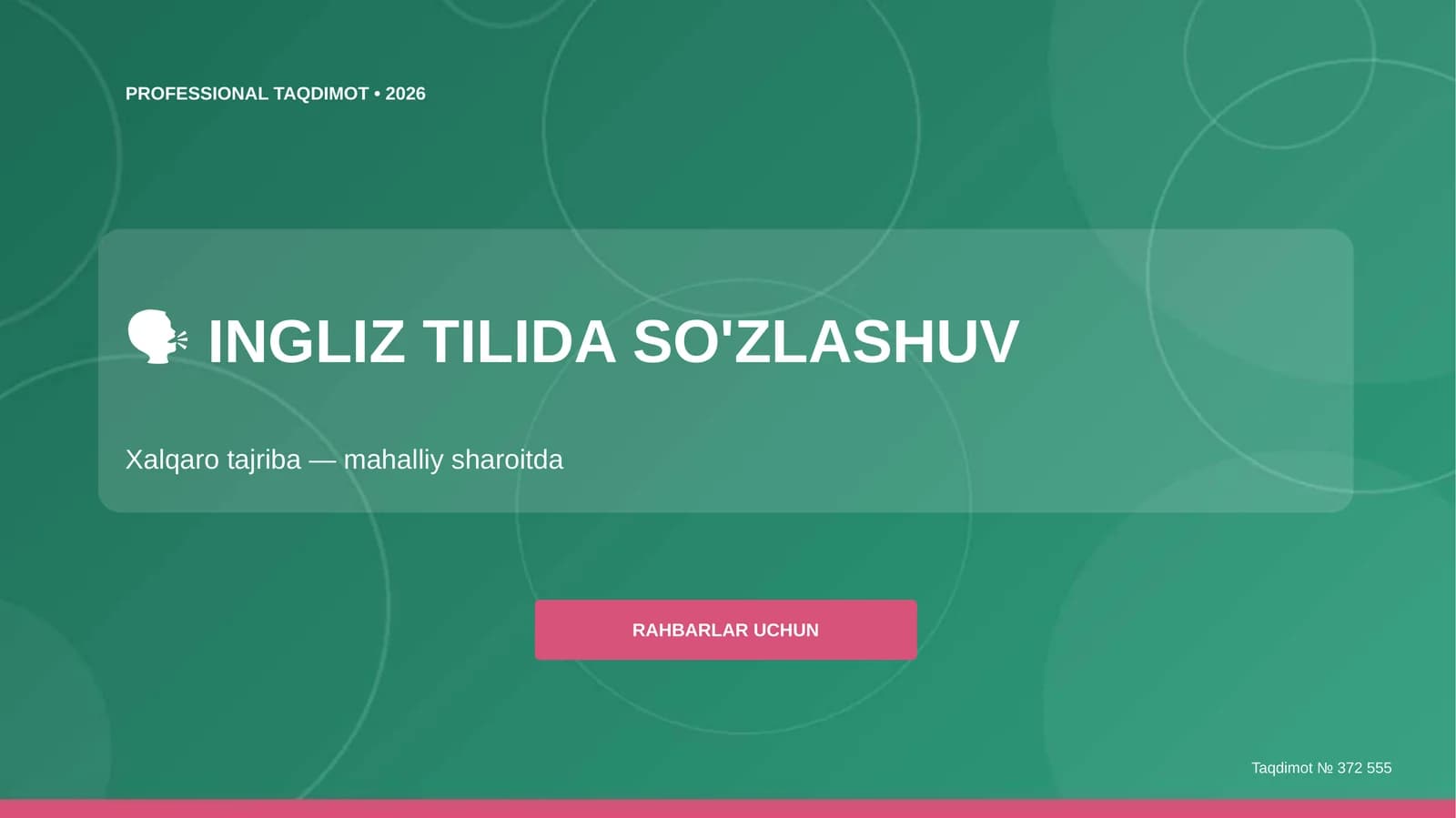 INGLIZ TILIDA SO'ZLASHUV