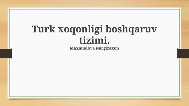 Turk xoqonligi boshqaruv tizimi