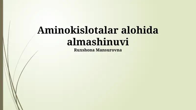 Aminokislotalar alohida almashinuvi