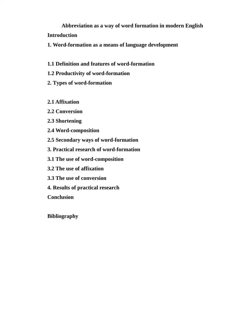 Abbreviation as a way of word formation in modern English